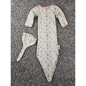 Miracle Baby Sz 0-6M Knotted One Piece Long Sleeve w/ Hat Tree Print Unisex